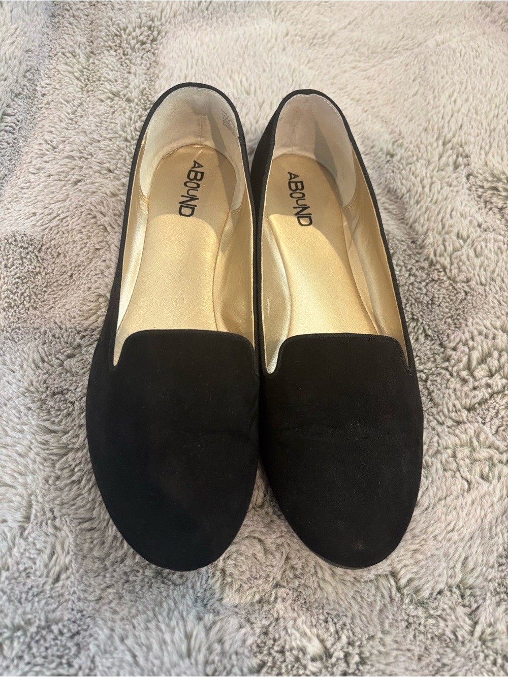 Abound Black Suede Loafer Flats with Gold Insole